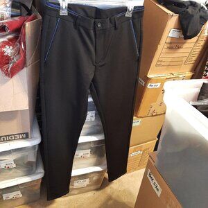 NEW TAG ! Men Plaid & Plain Logo Stretch Dress Pants Slim Fit Black Size 32W/32L